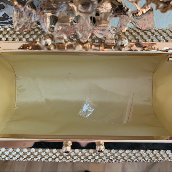 Gold rhinestone and satin evening clutch - Picture 6 of 7